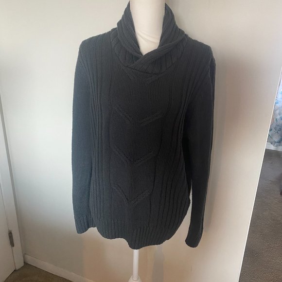 INC International Concepts Gray Cowl Neck Cable Knit Sweater XL - Picture 3 of 5